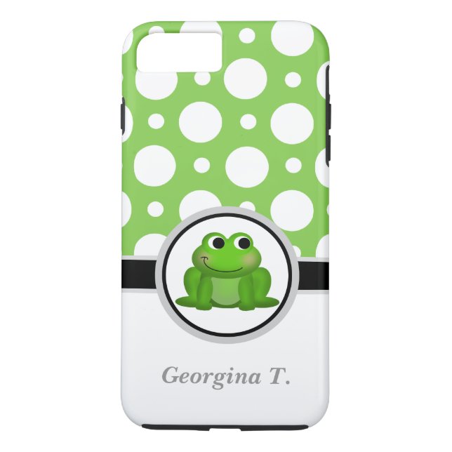 Froggy Green & White Polka Dot iPhone 7 Plus Fall Case-Mate iPhone Hülle (Rückseite)