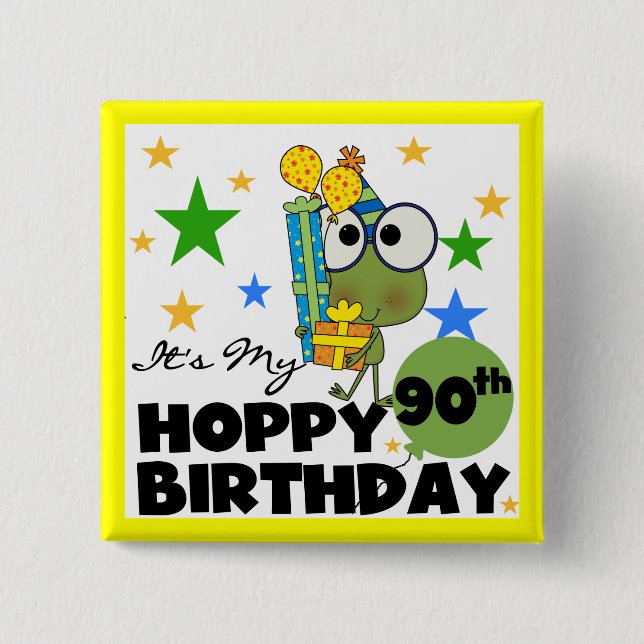 Froggy Hoppy 90. Geburtstag Button (Vorderseite)