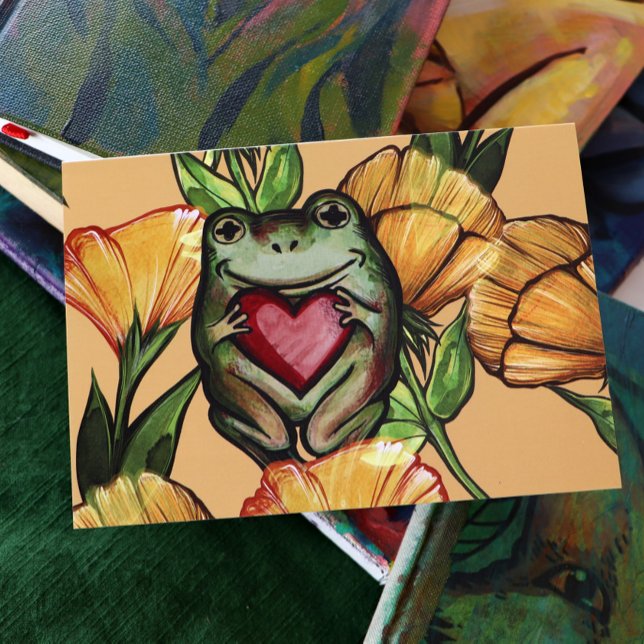 Froggy Lover Blume Pattern Frogs Liebe Herz Karte (Von Creator hochgeladen)