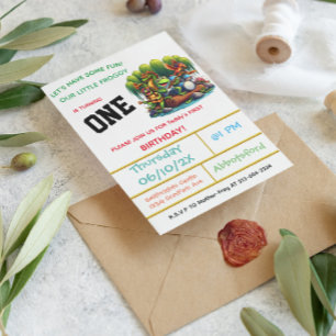 Froggy-Themed First Birthday Party Einladung