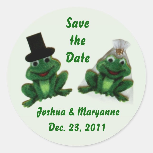 Froggy Wedding - Save the Date Stickers (Vorderseite)
