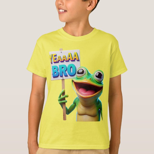 Froglet mit einem Zeichen lachen T-Shirt (Vorderseite)