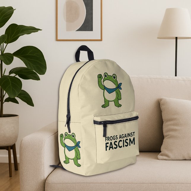Frogs Against Fascism Portland Frog Protest Bedruckter Rucksack (Von Creator hochgeladen)