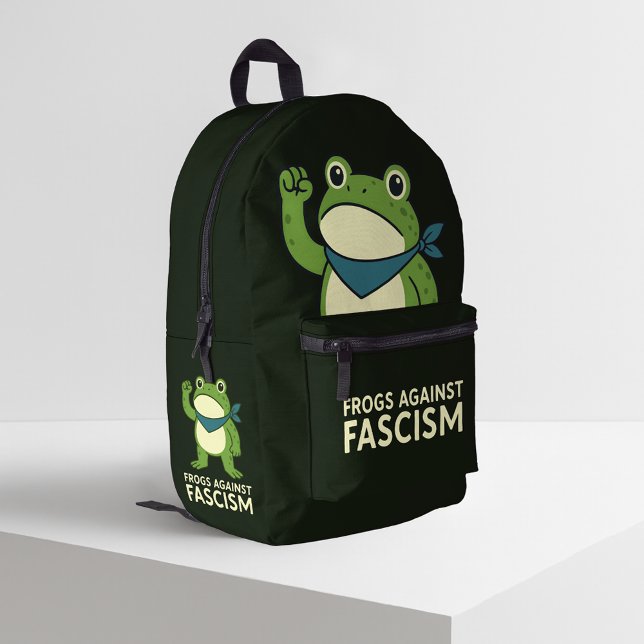 Frogs Against Fascism Portland Frog Protest Bedruckter Rucksack (Von Creator hochgeladen)