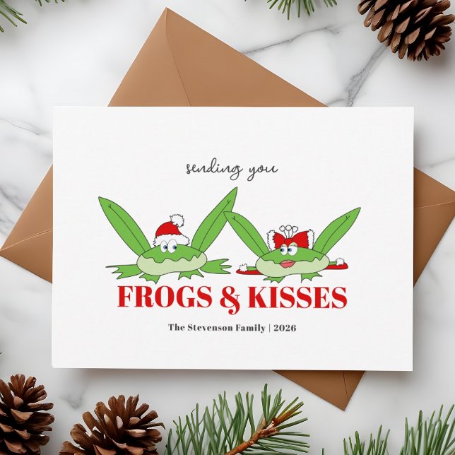 Frogs and Kisses Funny Christmas Feiertagskarte (Von Creator hochgeladen)