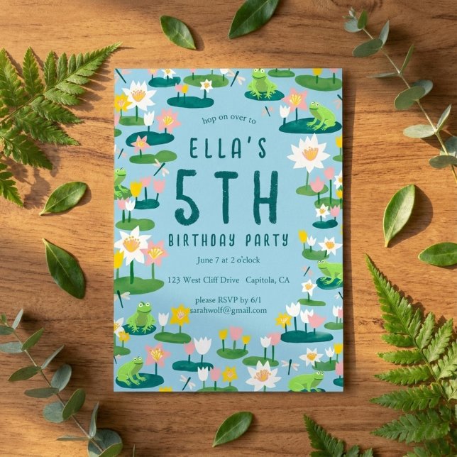 Frogs and Lily Pads Cute CUSTOM BIRTHDAY PARTY Einladung (Frogs and Lily Pads Cute CUSTOM BIRTHDAY PARTY Invitation
)