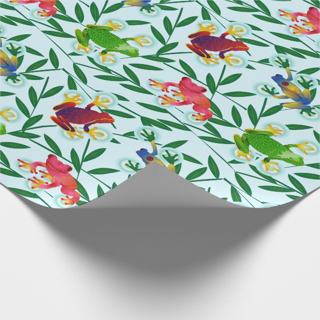 Frogs Bamboo tropischer Regenwald Geschenkpapier (Ecke)