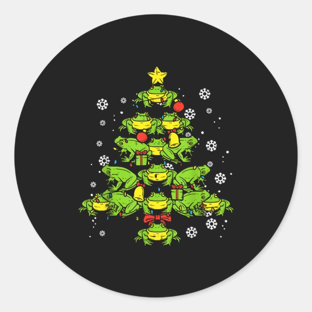 Frogs Christmas Tree Animal Xmas Women Men Kids  Runder Aufkleber (Vorderseite)