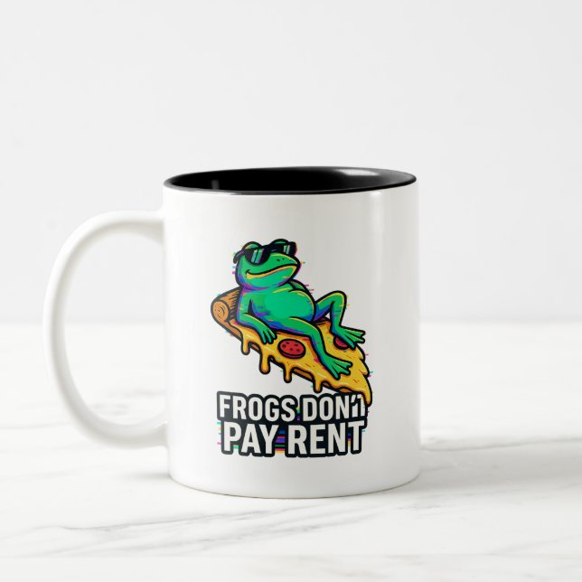 "Frogs Don't Pay Rent - komische ästhetische Tasse (Links)