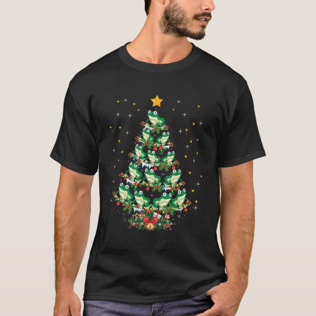 Frogs Lover Xmas Geschenk Frosch Weihnachtsbaum T-Shirt (Vorderseite)