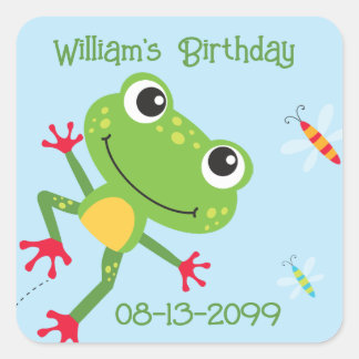 Frogtastic Leaping Frogs Kindergeburtstag Napkins Quadratischer Aufkleber