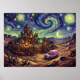 Frogtown Sternen Nacht Ödland Landschaft Poster