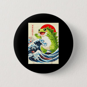 Frogzilla Frosch japanische Kunst lustige Anime fü Button