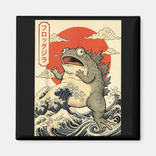 Frogzilla japanische Kunst lustiger Frosch Meme Mä Magnet
