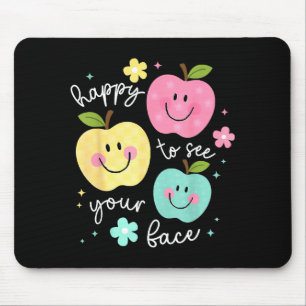 Froh, dein Gesicht zu sehen Groovy Apfel Lächeln G Mousepad