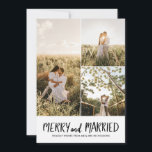 froh und Verheiratet | First Couple Collage Foto Feiertagskarte<br><div class="desc">froh und Verheiratet | First Couple Collage Foto</div>