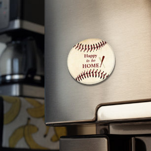 Froh, Zuhause zu sein Rustikale Baseball-Saiten Magnet