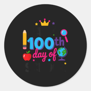 Frohe 100. Schultage 100 Tage schlauer Lehrer Runder Aufkleber