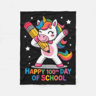 Frohe 100. Schultage Süßes Regenbogen Einhorn Frau Fleecedecke