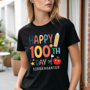 Frohe 100. Tag des Kindergartenlehrers in Schwarz T-Shirt