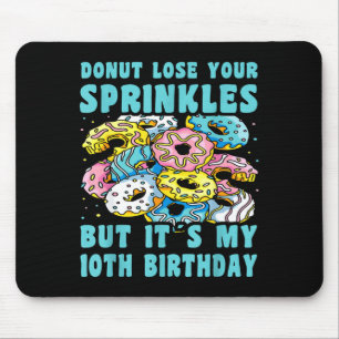 Frohe 10 Geburtstag 10 Jahre alte Donut 10. Geburt Mousepad
