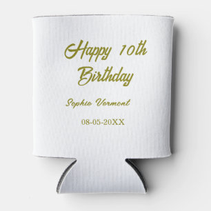 Frohe 10. Geburtstag name datum golden einfache mi Dosenkühler