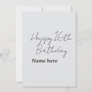 Frohe 16. Geburtstag name datum grau schwarz kalli Einladung