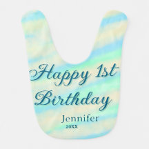 Frohe 1. Geburtstag Kinder baby blau grün pastell
