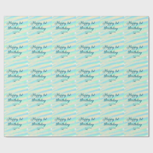 Frohe 1. Geburtstag Kinder baby blau grün pastell Geschenkpapier