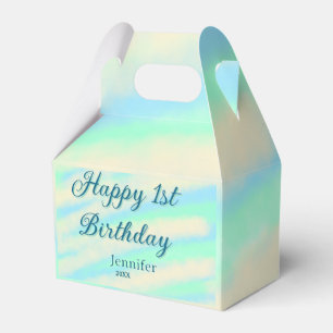 Frohe 1. Geburtstag Kinder Baby Blau Grün Pastell Geschenkschachtel