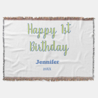 Frohe 1. Geburtstag Kinder Baby grün blau Pastell Decke