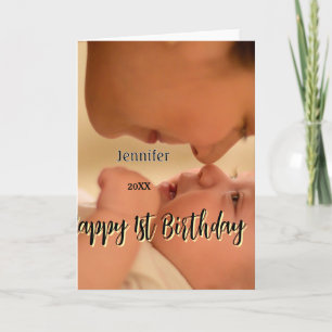 Frohe 1. Geburtstag Kinder Baby Mutter schwarz gel Karte
