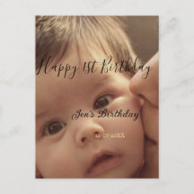 Frohe 1. Geburtstag name foto datum stilvoll calli