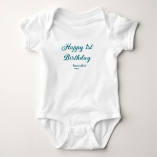 Frohe 1. Geburtstagskinder babyblau grüne Pastellr Baby Strampler