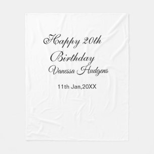 Frohe 20. Geburtstag name datum schlicht minimal Fleecedecke