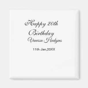 Frohe 20. Geburtstag name datum schlicht minimal Magnet