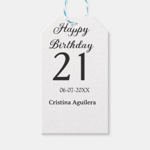 Frohe 21. Geburtstag fettschrift einfache Namen mi Geschenkanhänger