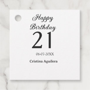 Frohe 21. Geburtstag fettschrift einfacher Name mi Geschenkanhänger