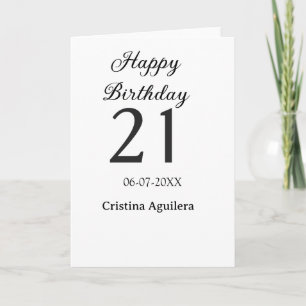 Frohe 21. Geburtstag fettschrift einfacher Name mi Karte