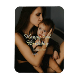 Frohe 2. Geburtstag Kinder Baby Mutter gelb grau n Magnet
