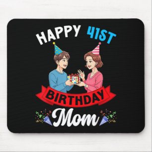 Frohe 41. Geburtstagsfeier Mama Party mit Sohn und Mousepad