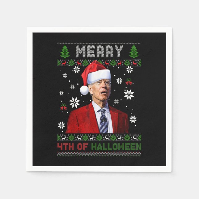 Frohe 4. Halloween Funny Biden Ugly Weihnachten Serviette (Vorderseite)