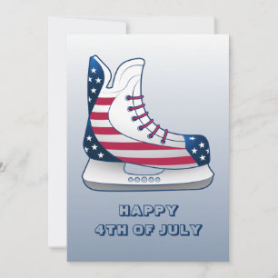 Frohe 4. Juli Eishockey-Schlittschuhe Feiertagskarte