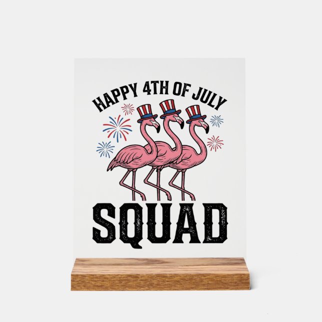 Frohe 4. Juli Flamingo Squad Vektor Design_1 Acrylschild (Vorderseite)