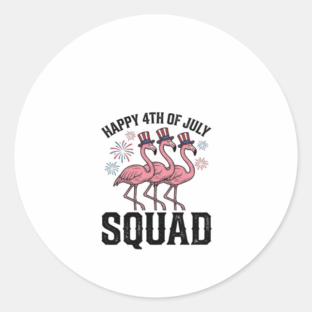 Frohe 4. Juli Flamingo Squad Vektordesign_1 Runder Aufkleber (Vorderseite)