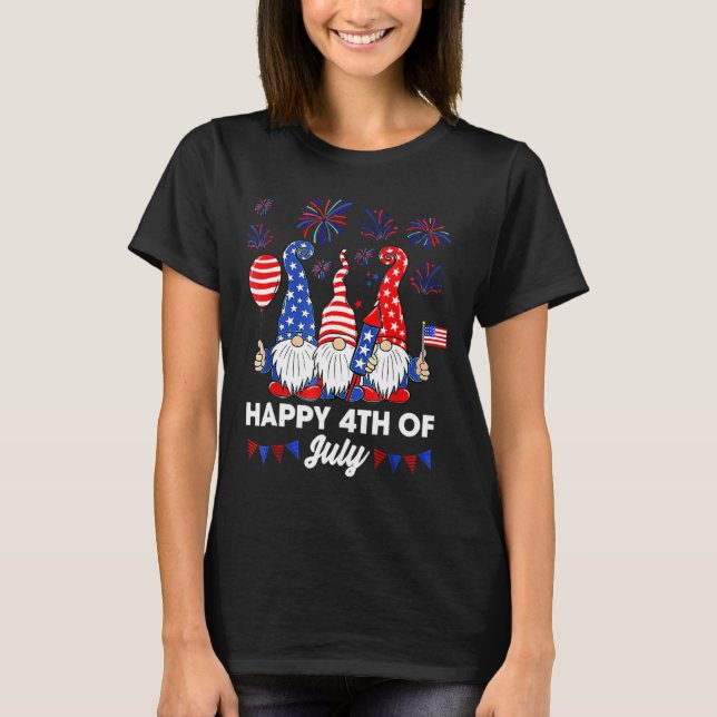 Frohe 4. Juli Gnome  T-Shirt (Vorderseite)