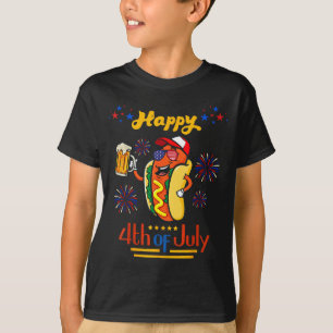 Frohe 4. Juli Hot Dog Sonnenbrille amerikanische F T-Shirt