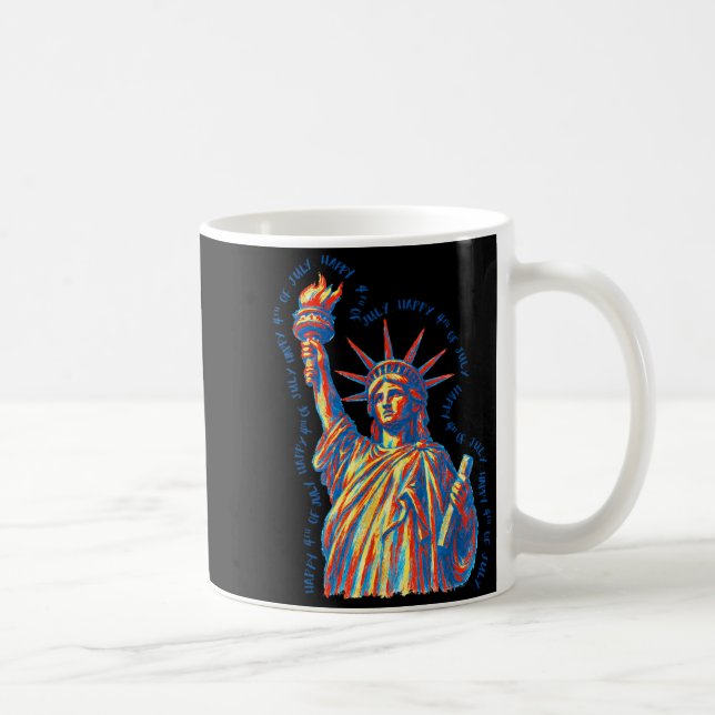 Frohe 4. Juli Statue Of Liberty Retro Kaffeetasse (Rechts)