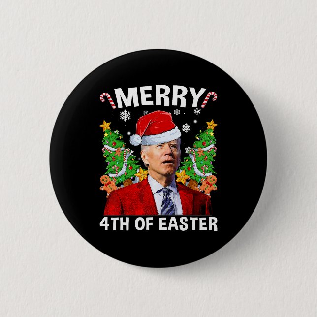 Frohe 4. Osterfest Biden Ugly Christmas Swe Button (Vorderseite)