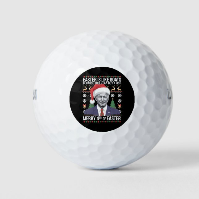 Frohe 4. Osterfest Biden Ugly Weihnachten Golfball (Vorderseite)
